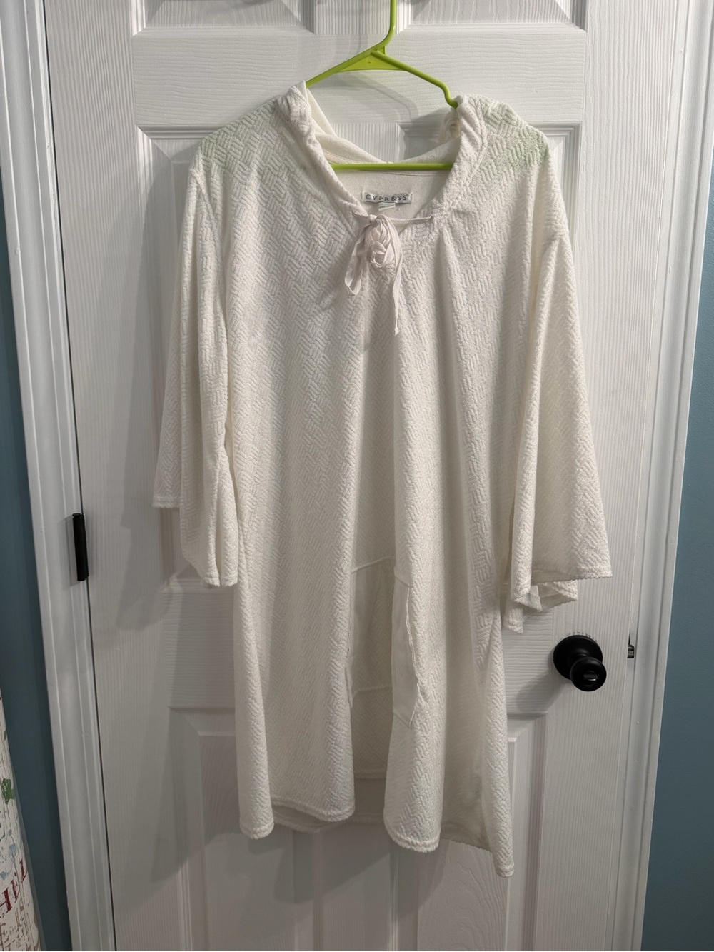Cypress XL White Hooded Terry Cloth Cover-Up